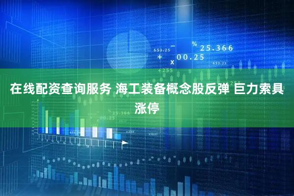在线配资查询服务 海工装备概念股反弹 巨力索具涨停